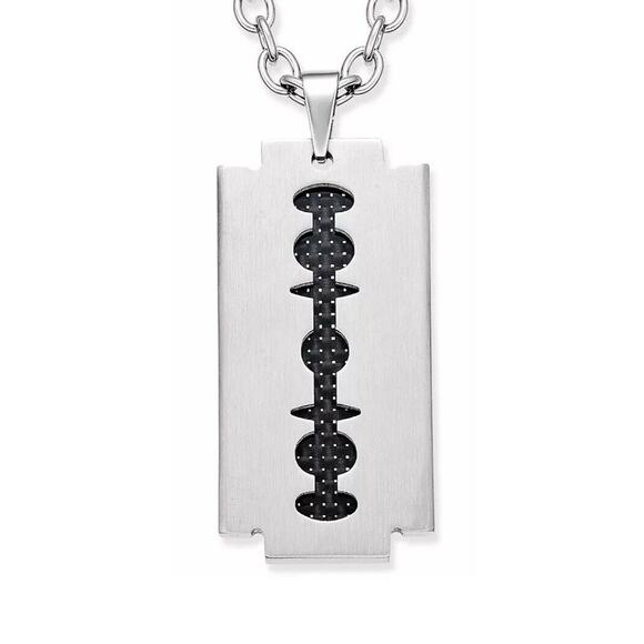 Rhona Sutton Men's Stainless Steel Necklace Sleek Minimal Fashion Style NWT - Picture 1 of 5